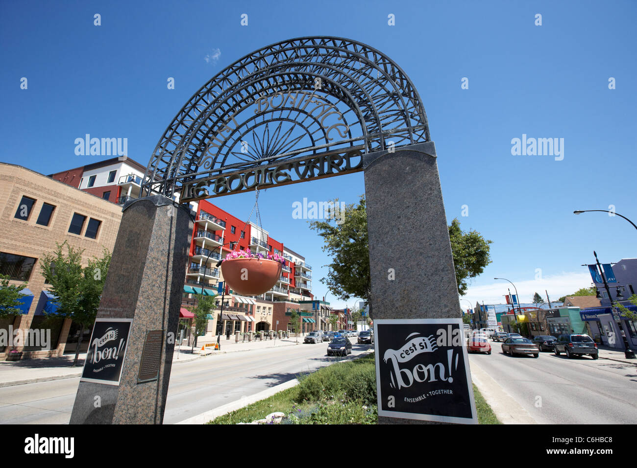 Entrée de saint Boniface boulevard Provencher dans le quartier français Winnipeg Manitoba Canada Banque D'Images