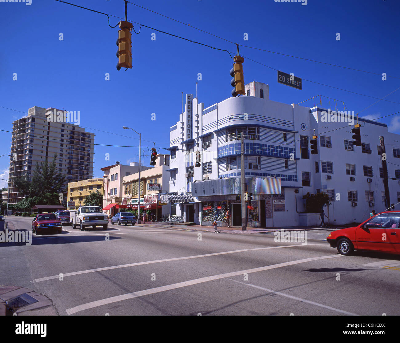 Bâtiments Art déco, Collins Avenue, Miami Beach, Floride, États-Unis d'Amérique Banque D'Images