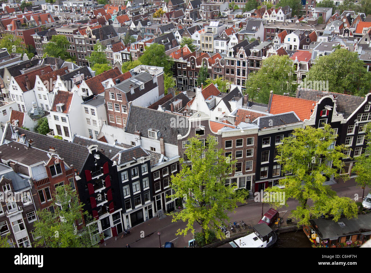 Vue aérienne de la ville d'Amsterdam à partir du haut de Westerkerk Banque D'Images