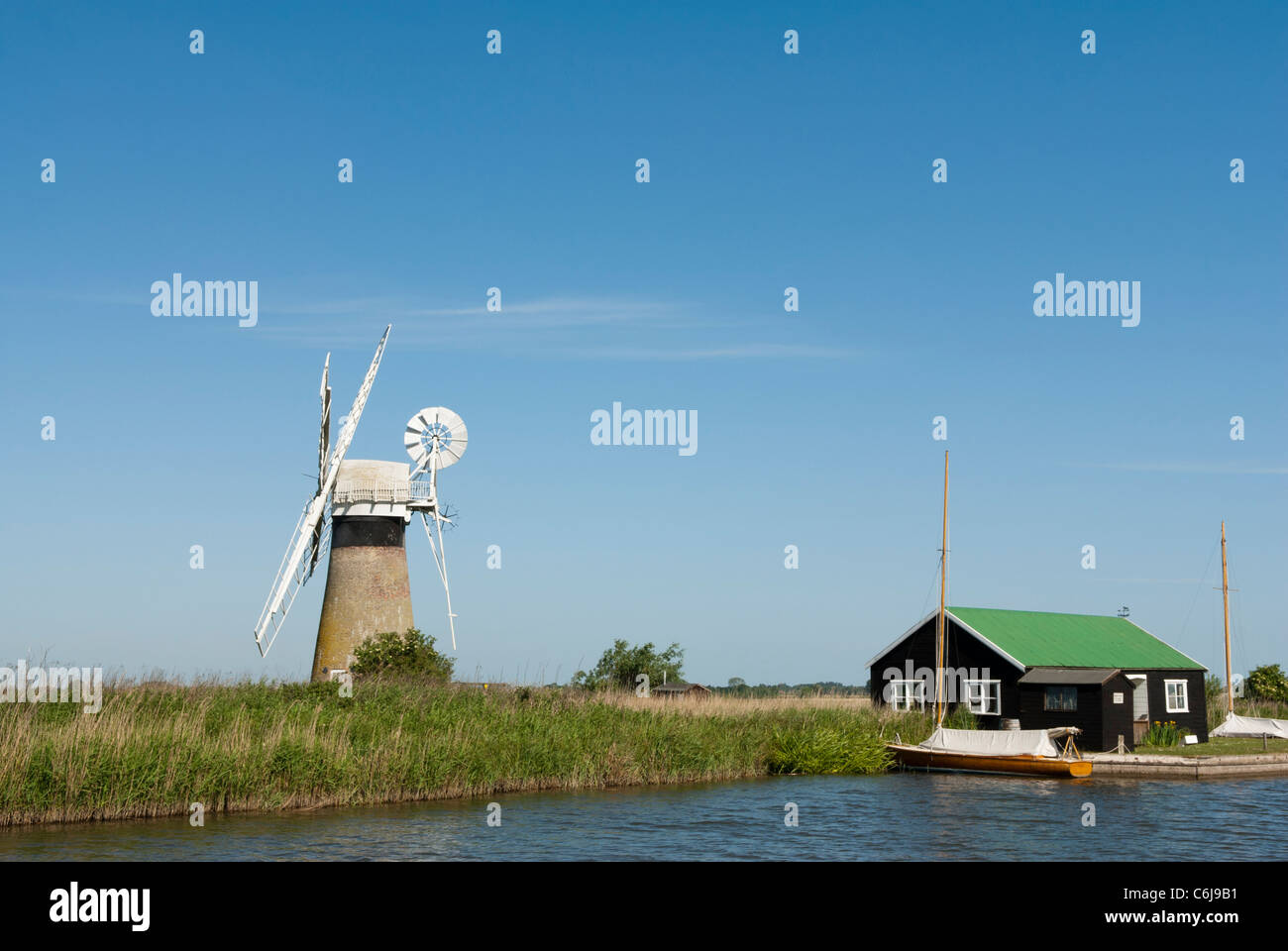 St Benet's Mill de drainage, Norfolk, Angleterre. Banque D'Images