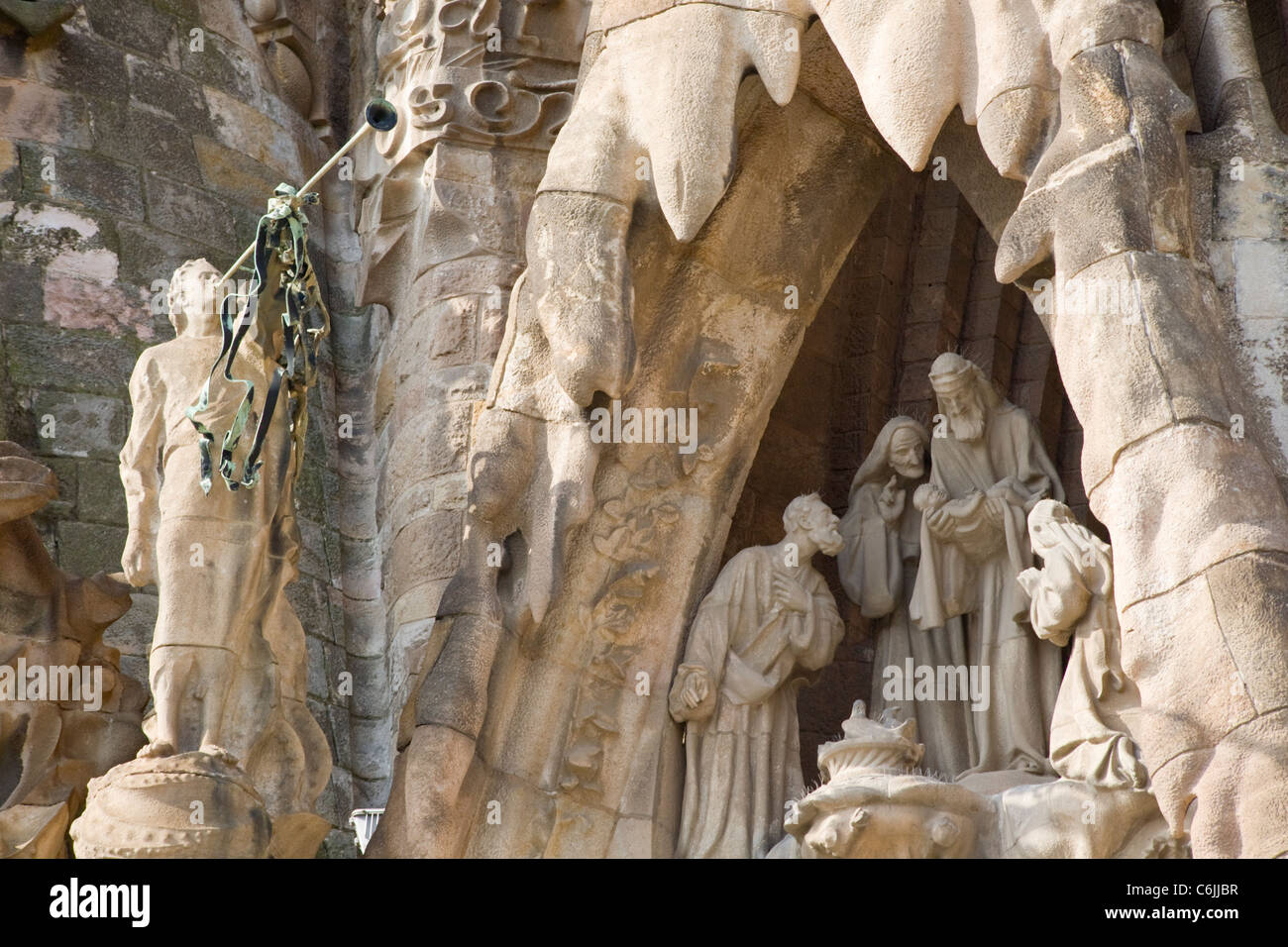 Façade de la nativité, Sagrada Familia, Barcelone, Catalogne, Espagne Banque D'Images