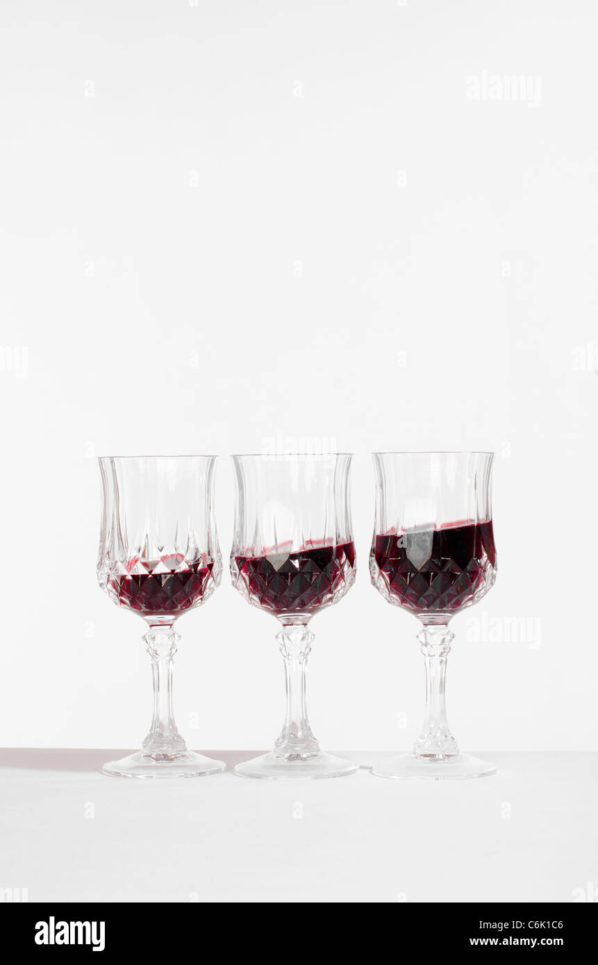 Trois verres de vin rouge Banque D'Images