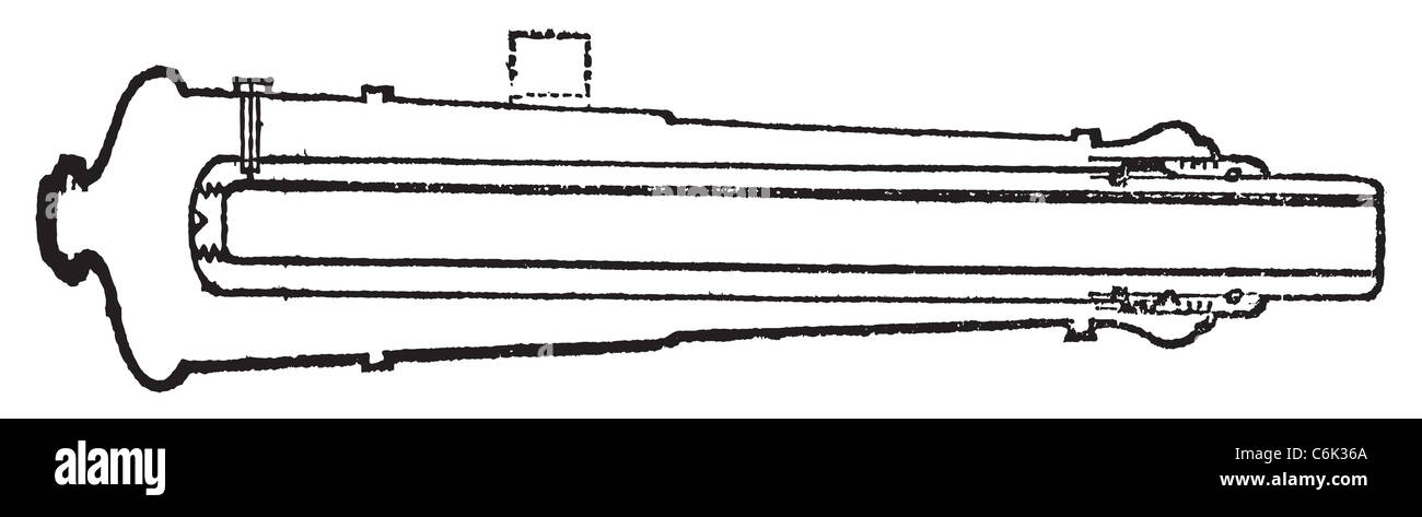 Palliser shot gun Palliser ou gravure ancienne. Ancien gravé illustration d'un close-up d'un canon de Palliser section. Banque D'Images