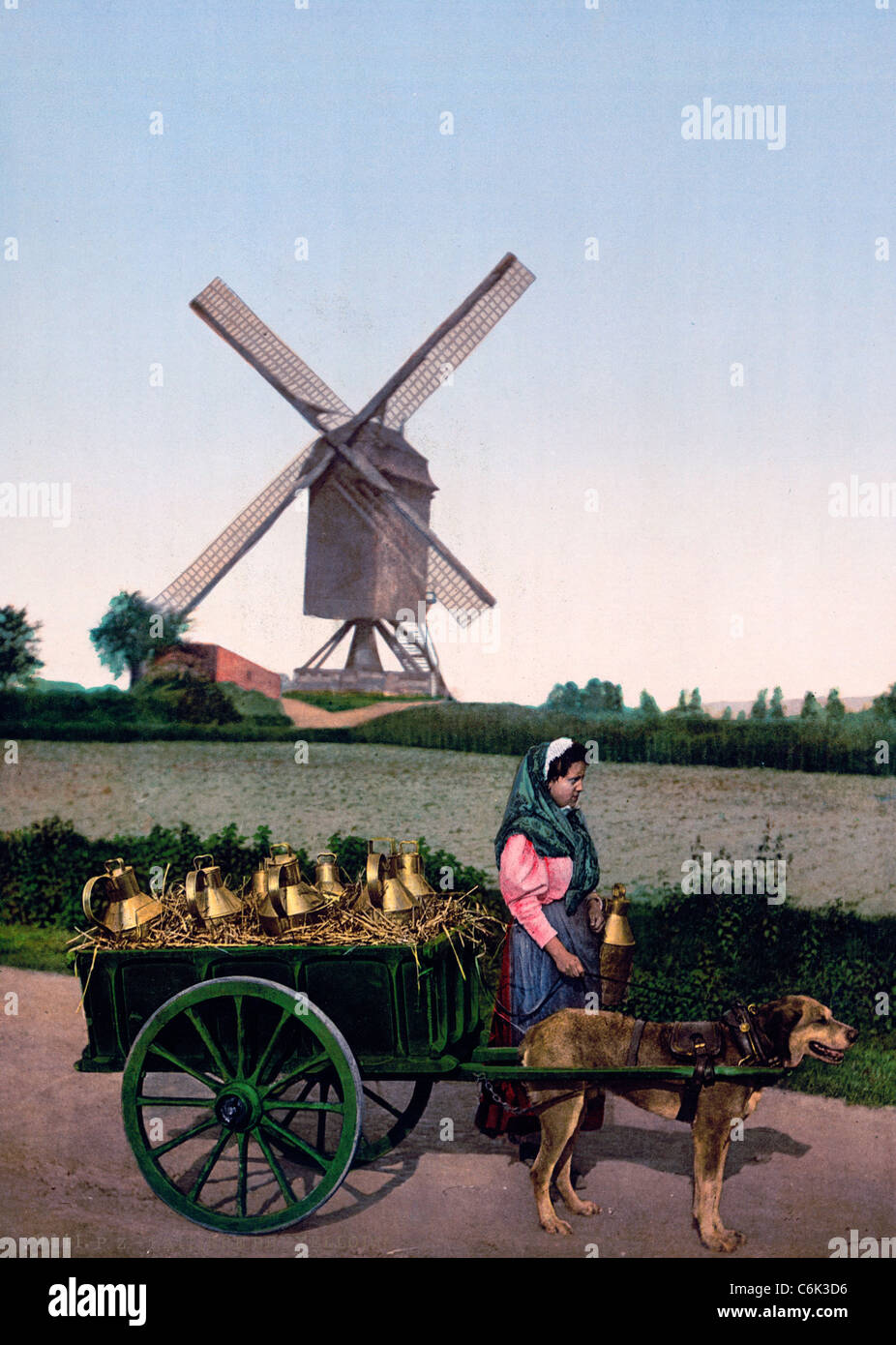 Milksellers, Bruxelles, Belgique, vers 1900 Banque D'Images