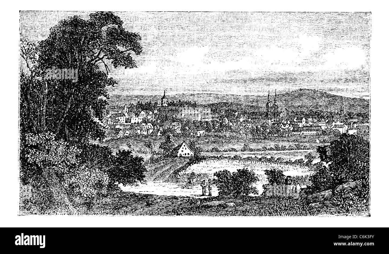 Beyrouth, au Liban, au cours des années 1890, vintage la gravure. Vieille illustration gravée de Beyrouth. Banque D'Images