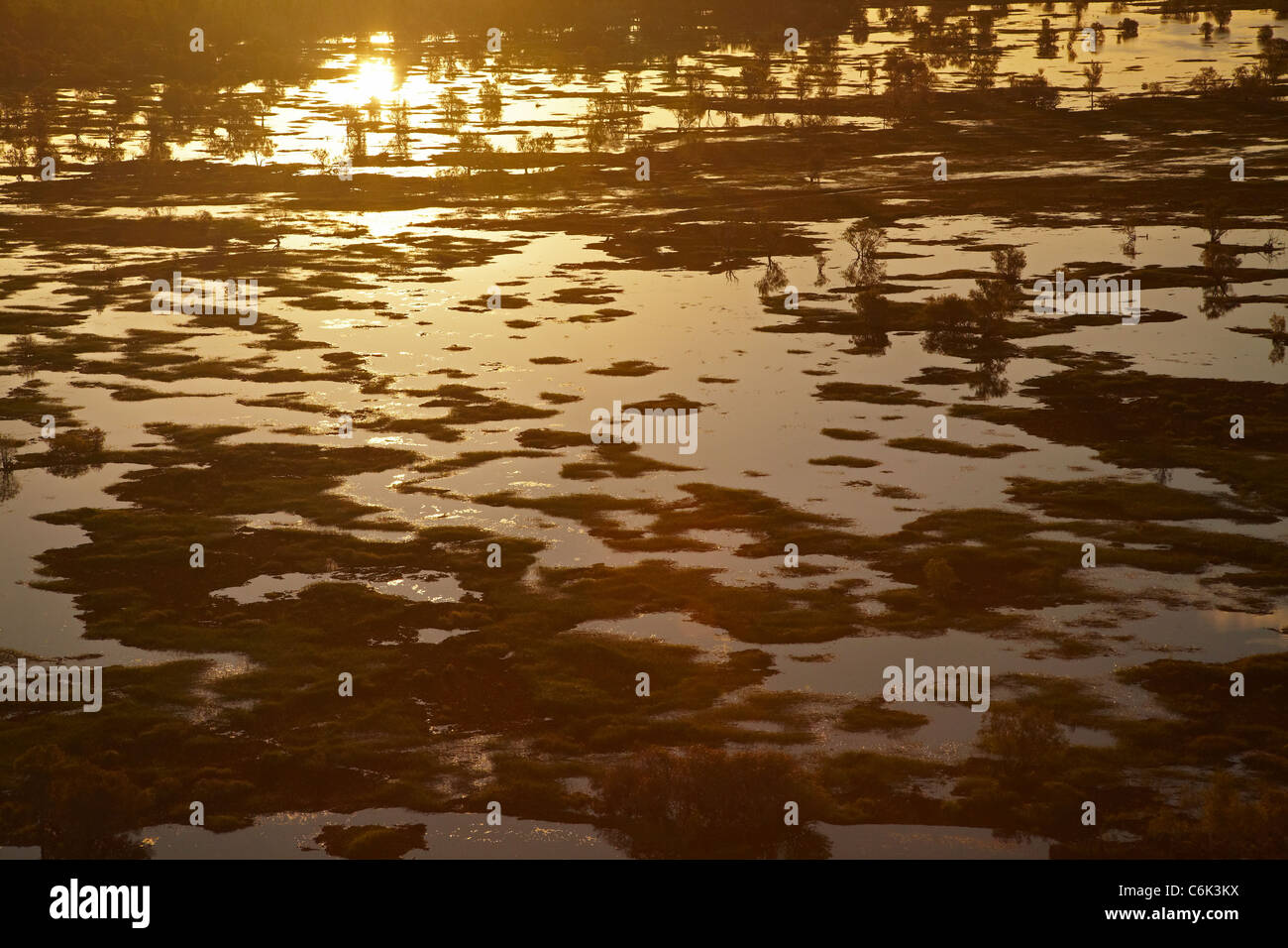 Magela Les zones humides, le Kakadu National Park, Territoire du Nord, Australie - vue aérienne Banque D'Images