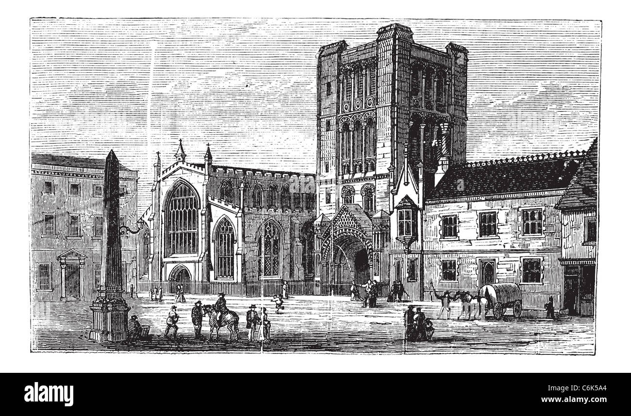 Bury St Edmunds, ville de marché, Suffolk, Angleterre, ancien gravé illustration de Bury St Edmunds, ville de marché, Angleterre, années 1890. Banque D'Images