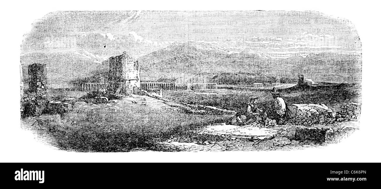 Vue sur la campagne de Rome, Italie vintage la gravure. Vieille illustration gravée de vue sur la campagne au cours du 18e siècle. Banque D'Images