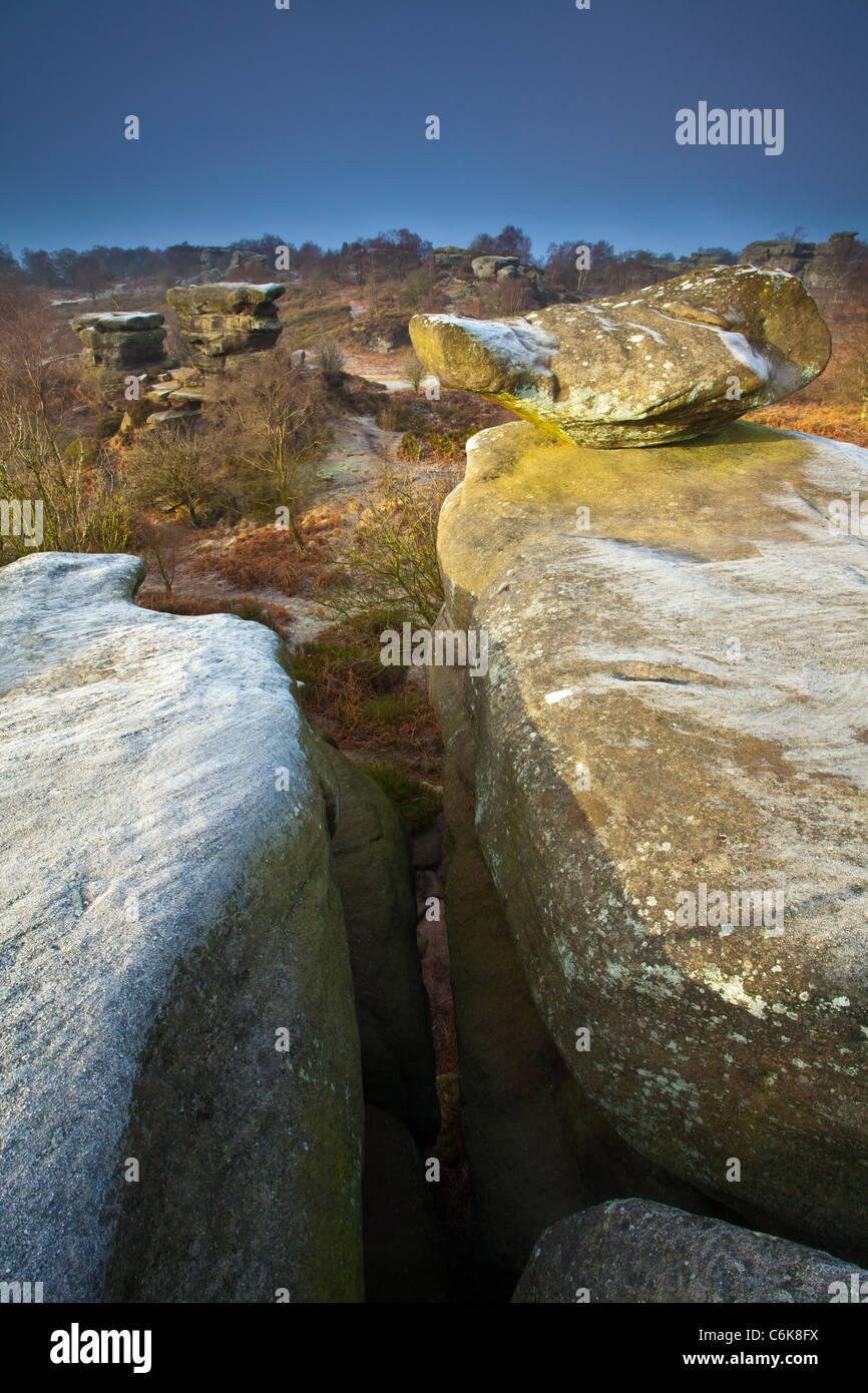 L'Angleterre, Yorkshire du Nord, Brimham Rocks. Formations rocheuses uniques de Brimham Rocks Banque D'Images