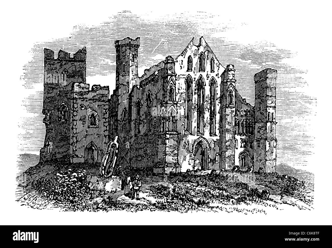 Rock of Cashel situé dans la ville de Cashel, dans le sud du comté de Tipperary, Irlande vintage la gravure. Banque D'Images