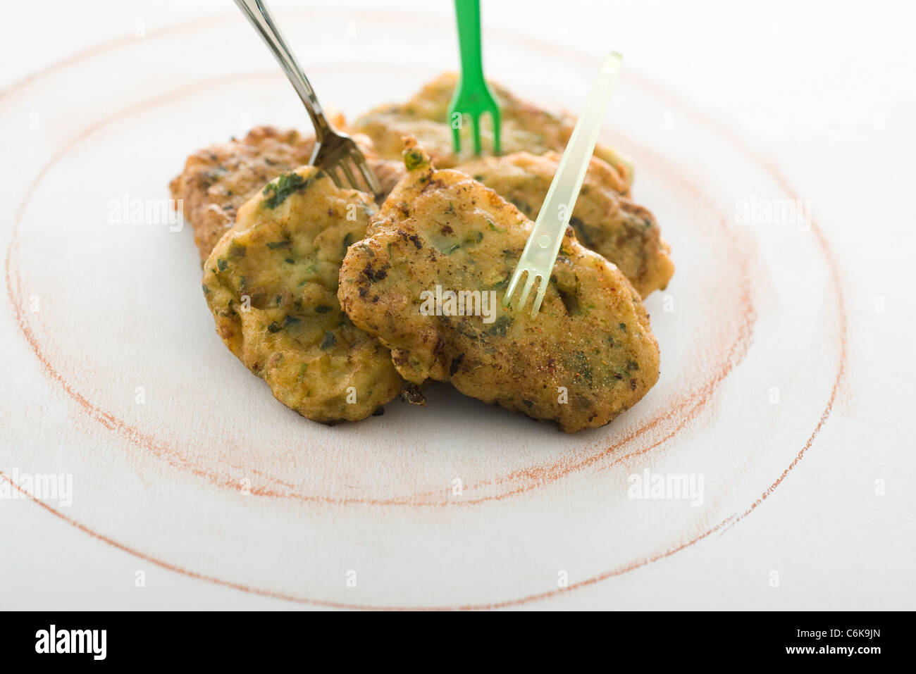 Beignets de poisson et citronelle Banque D'Images