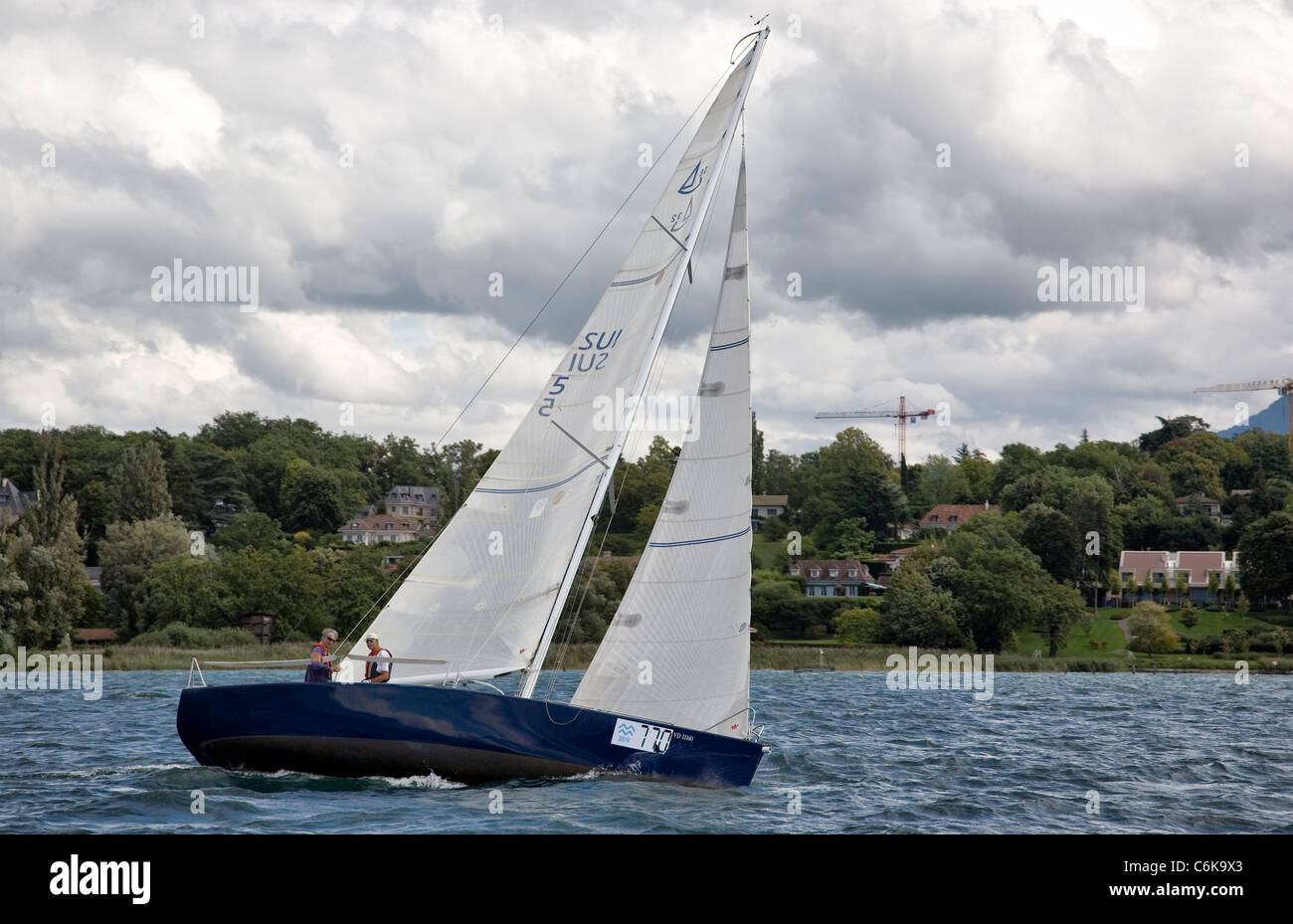 Voile sur le Lac Léman Banque D'Images