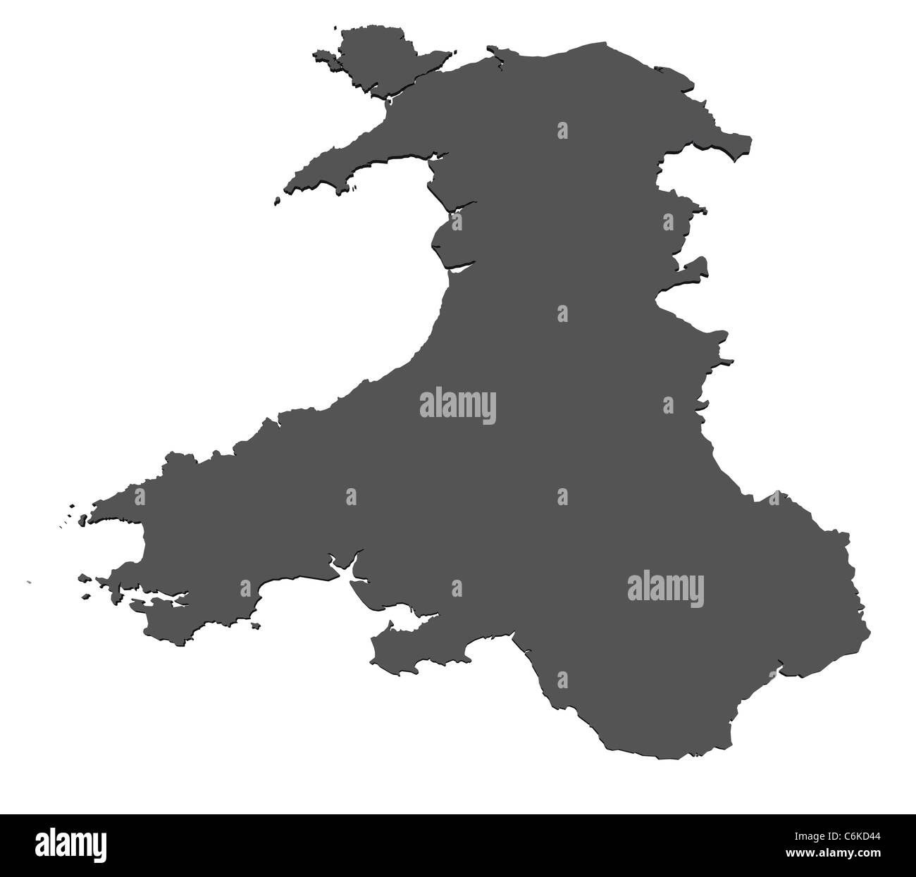 Carte isolée du pays de Galles Banque D'Images
