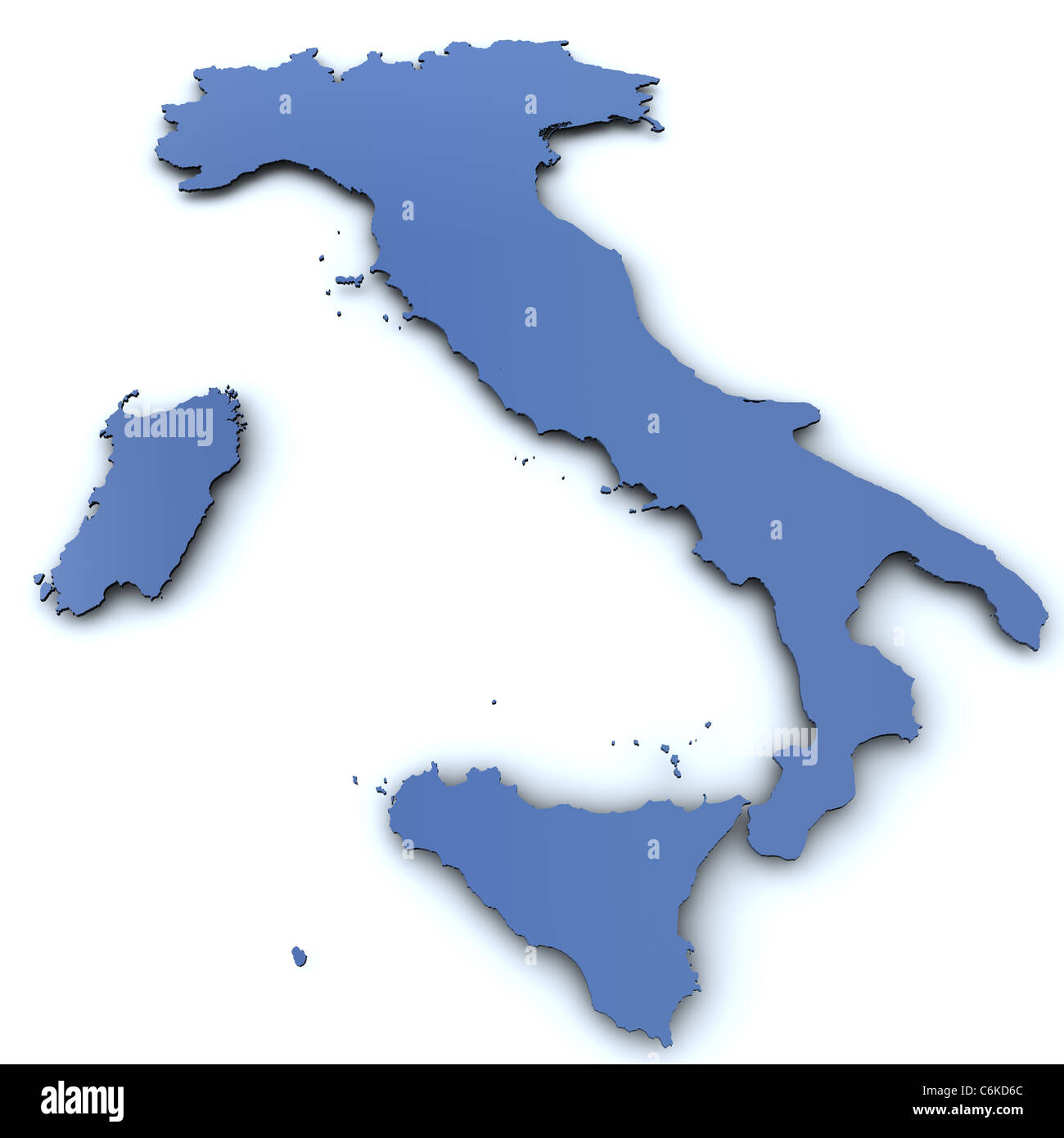 Carte vierge en rendu 3D de l'Italie Banque D'Images