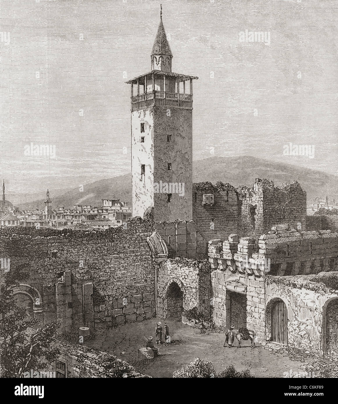 Bab Sharqi, la porte Est, Damas, Syrie au 19e siècle. Banque D'Images
