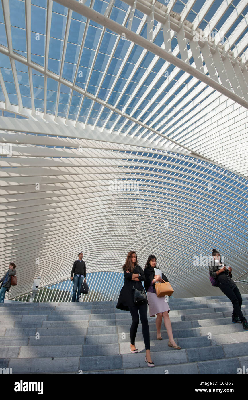 Modernisation de la gare ferroviaire de Liège-Guillemins conçue par l'architecte Santiago Calatrava à Liège Belgique Banque D'Images
