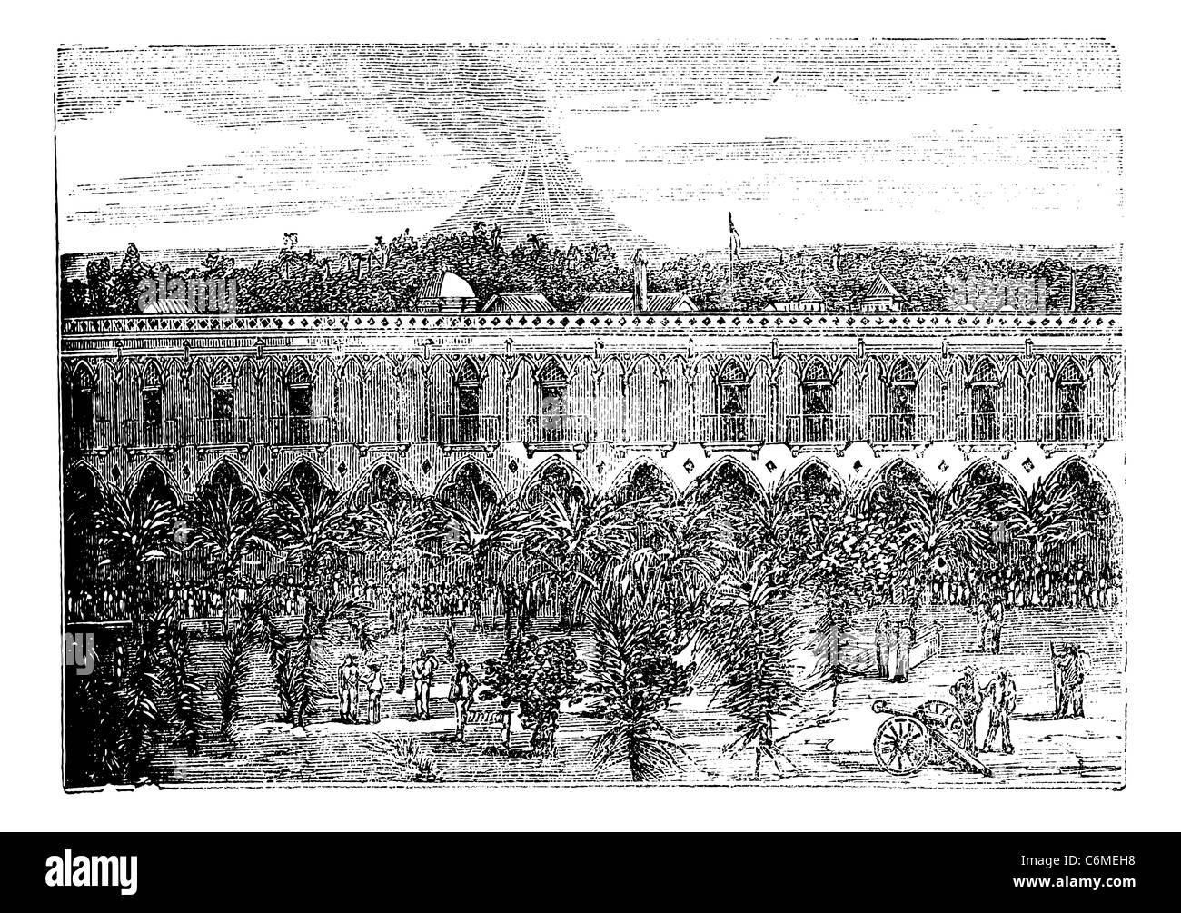 Volcan de Colima, à Colima, Mexique, au cours des années 1890, vintage la gravure. Vieille illustration gravée du Volcan de Colima. Banque D'Images