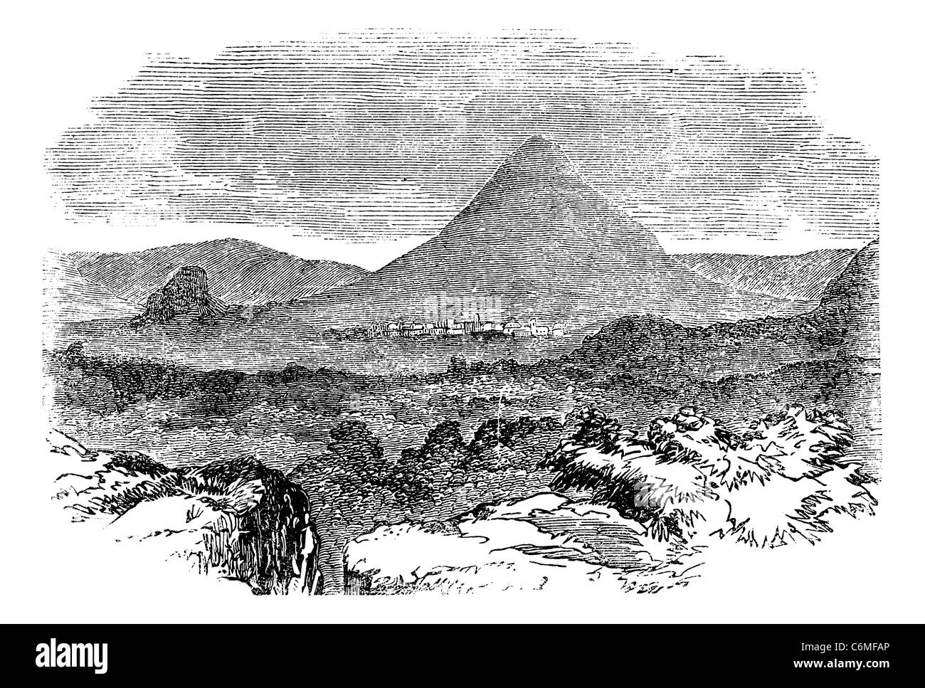 Tegucigalpa, au Honduras, au cours des années 1890, vintage la gravure. Vieille illustration gravée de Comayagua montrant ville et montagne. Banque D'Images