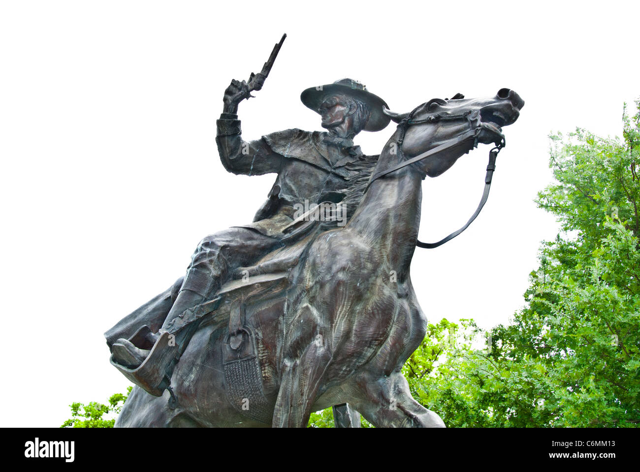 Texas Ranger le Capitaine John Coffee 'Jack' Hays (1817-1883) statue sur les Hays County Courthouse motif à San Marcos, Texas Banque D'Images