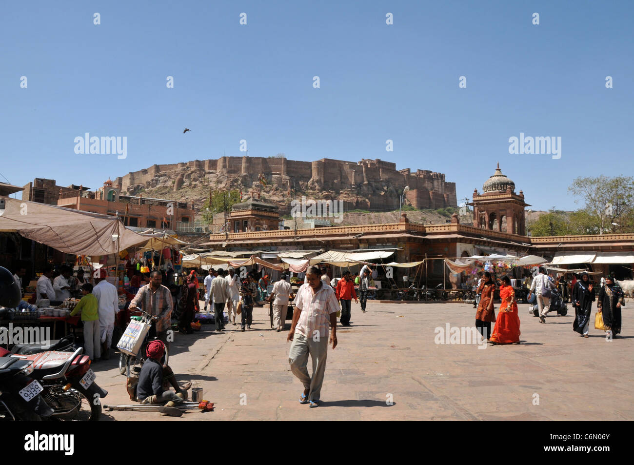 Marché et Fort Mehrangarh Jodhpur Rajasthan Inde Banque D'Images