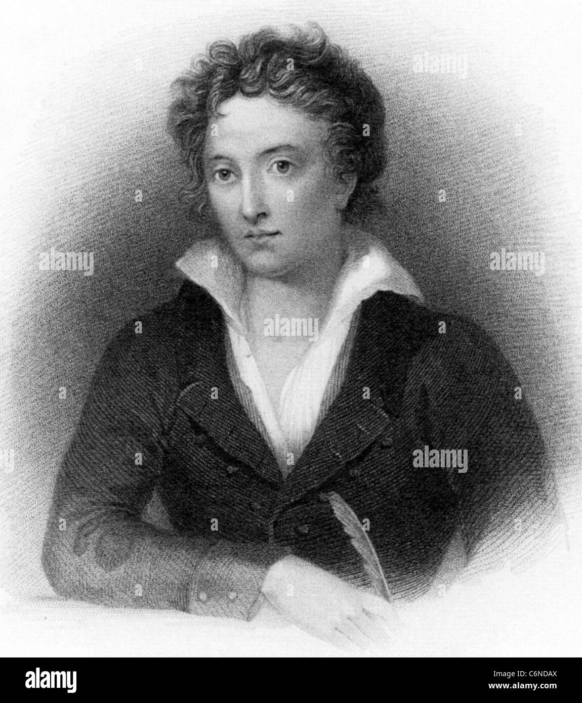 PERCY Bysshe Shelley (1792-1822) poète romantique anglais, gravure d'après 1819 Peinture par Alfred Clint Banque D'Images