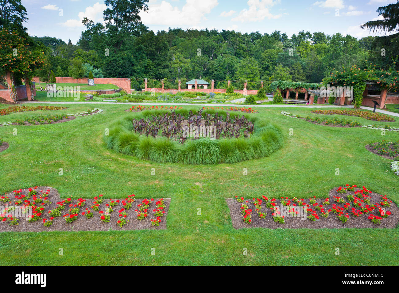 Jardins de l'hôtel Vanderbilt Lieu historique national dans la vallée de l'Hudson dans la région de Hyde Park, New York Banque D'Images