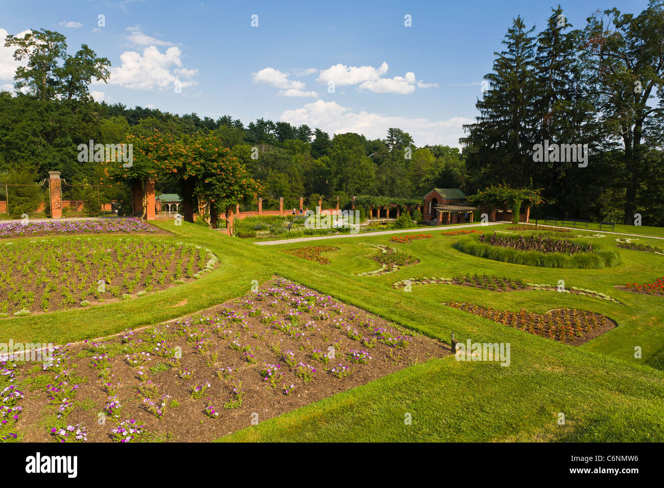 Jardins de l'hôtel Vanderbilt Lieu historique national dans la vallée de l'Hudson dans la région de Hyde Park, New York Banque D'Images