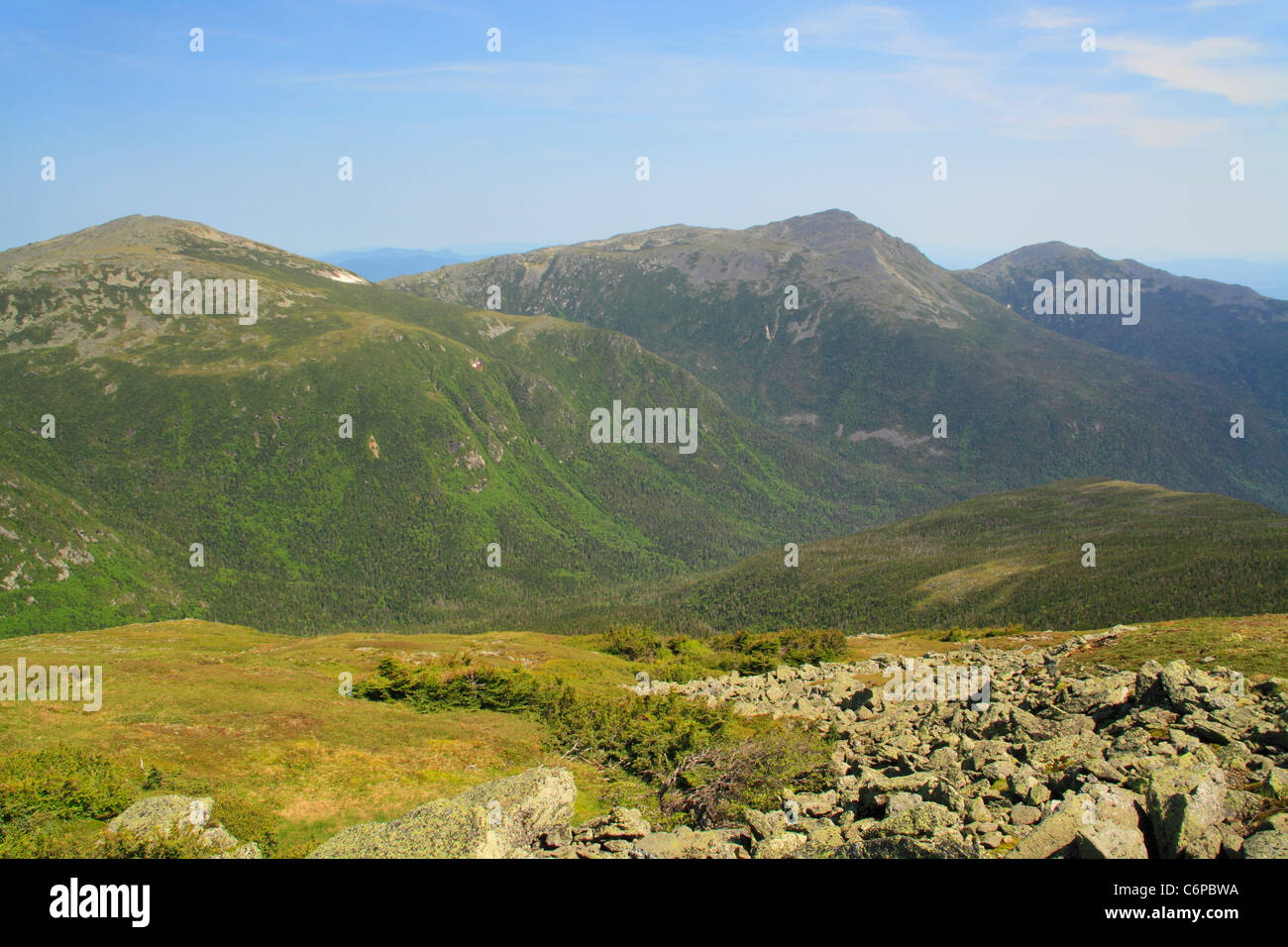 Grand Désert du Golfe avec Sentier des Appalaches et le Mont Jefferson, Adams et Madison en distance, les montagnes Blanches, NH, USA Banque D'Images