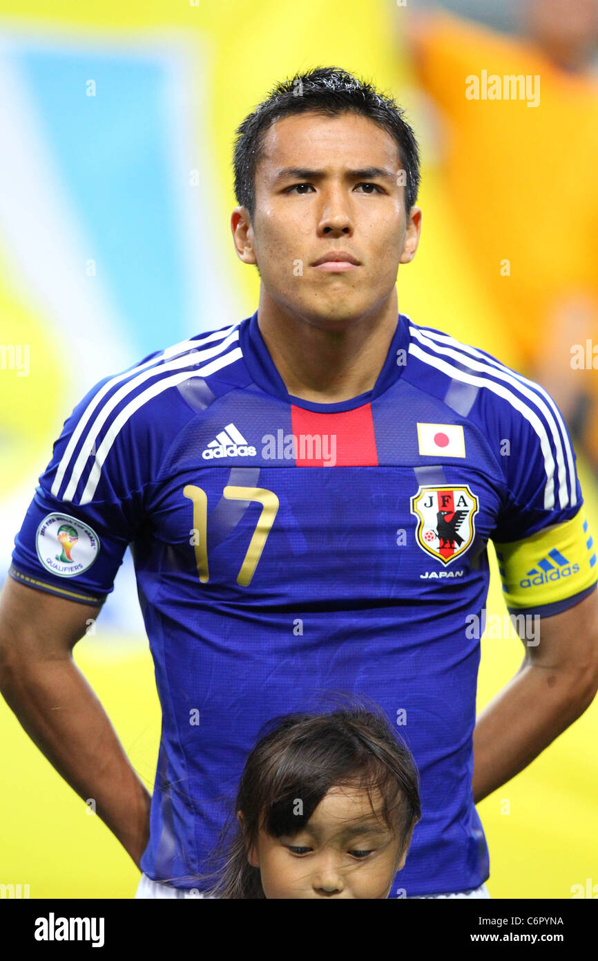 Makoto Hasebe tourné la tête devant la FIFA World Cup Brésil 2014 : match qualificatif asiatique Japon 1-0 La Corée du Nord. Banque D'Images