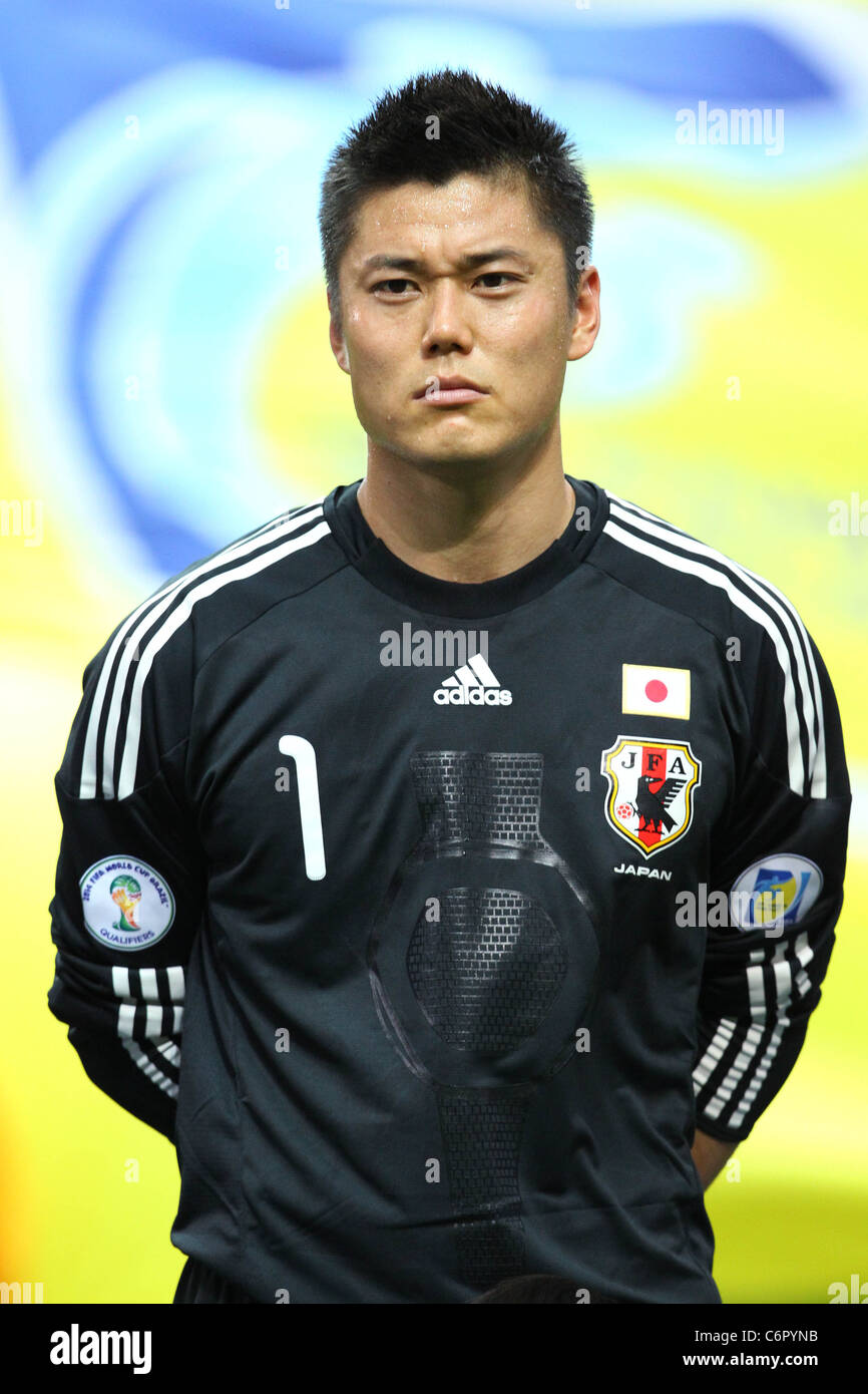 Eiji Kawashima's head shot devant la FIFA World Cup Brésil 2014 : match qualificatif asiatique Japon 1-0 La Corée du Nord. Banque D'Images