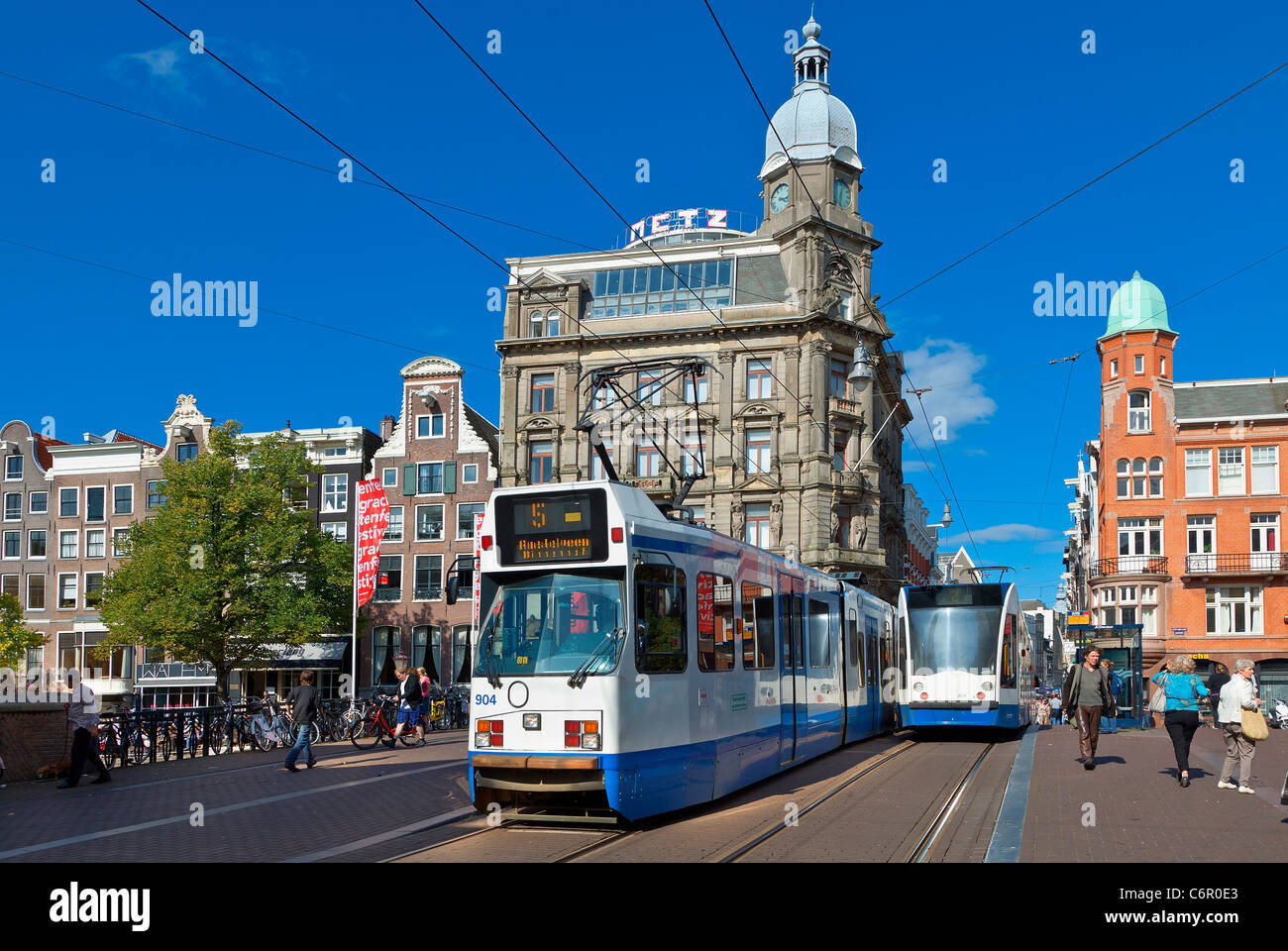 L'Europe, Pays-Bas, le tramway à Amsterdam Banque D'Images