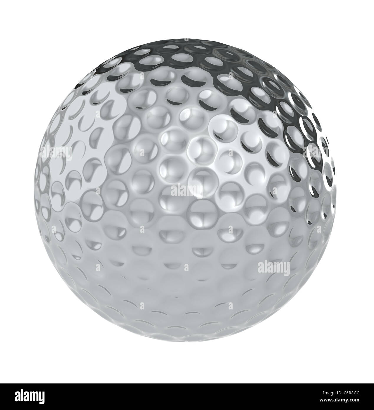 Une balle de golf d'argent. Isolé Banque D'Images