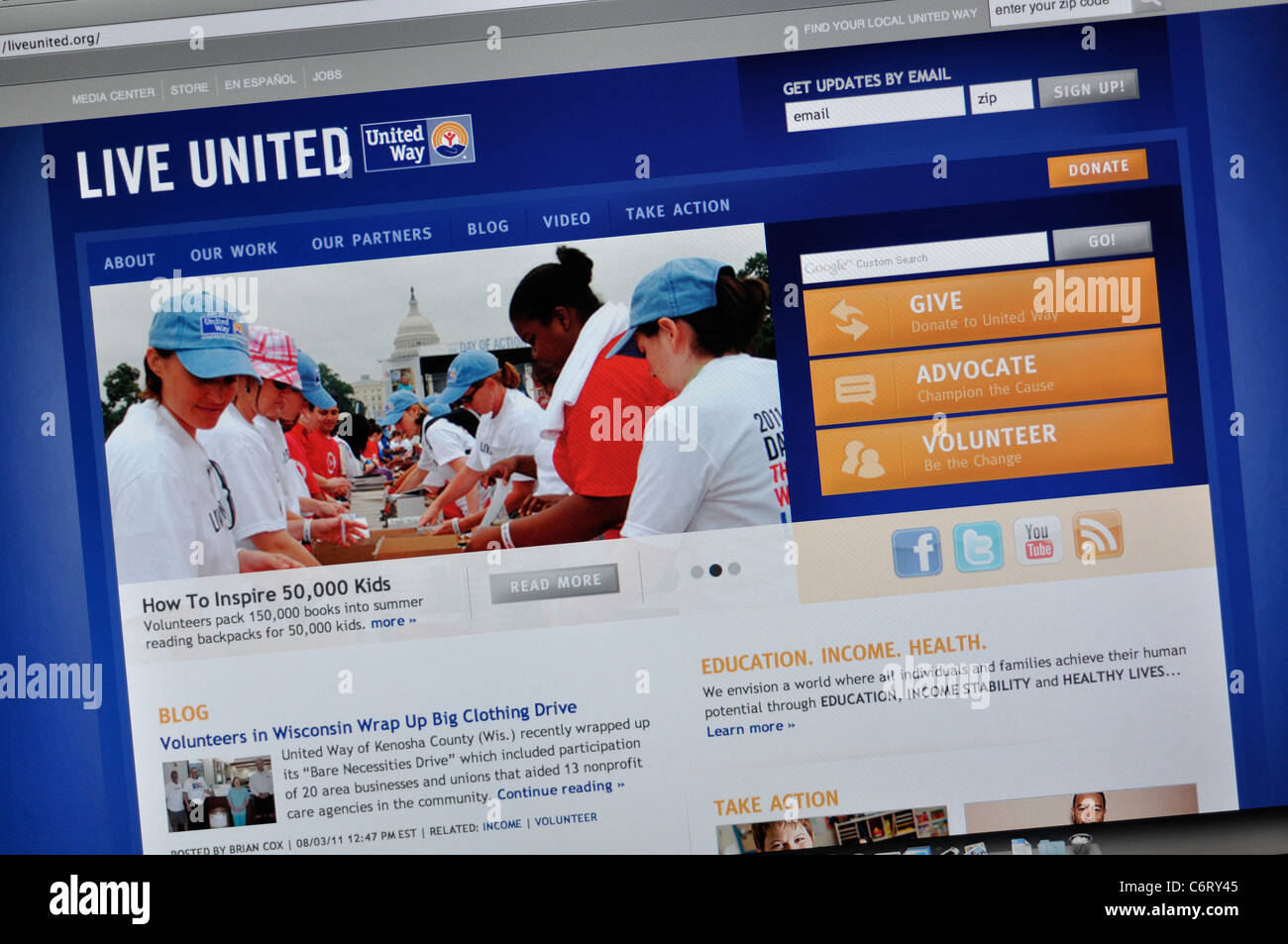 Site web de l'organisme United Way Banque D'Images