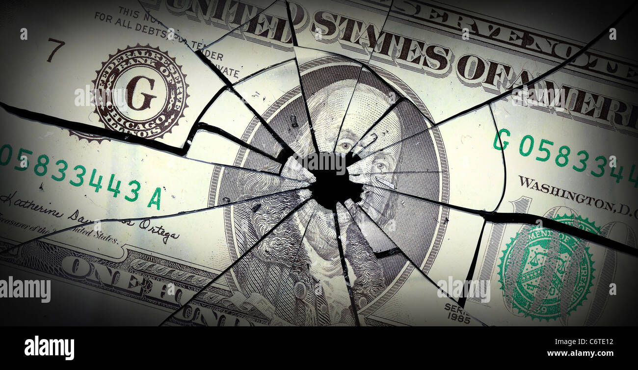 Un dollar bill, comme si elle était en verre. Voir aussi, mon puzzle d'images et d'autres devises pour plus d'images. Banque D'Images