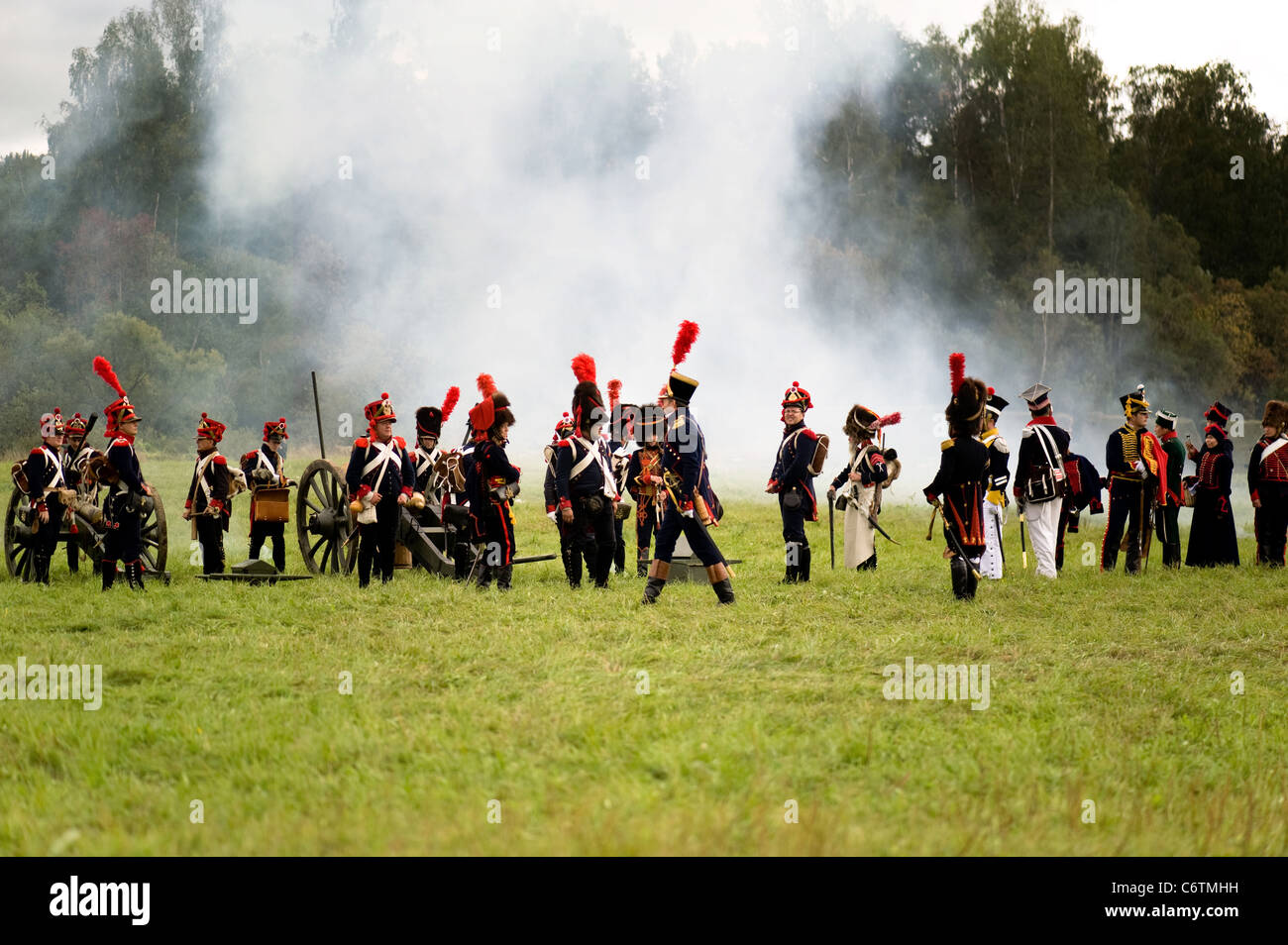 La région de Moscou, Russie - Septembre 05 : reconstitution d La Moskowa bataille entre les armées française et russe en 1812. soldats de Banque D'Images