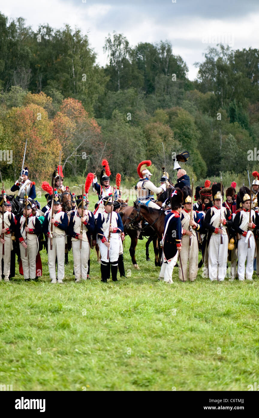 La région de Moscou, Russie - Septembre 05 : reconstitution d La Moskowa bataille entre les armées française et russe en 1812. soldats de Banque D'Images