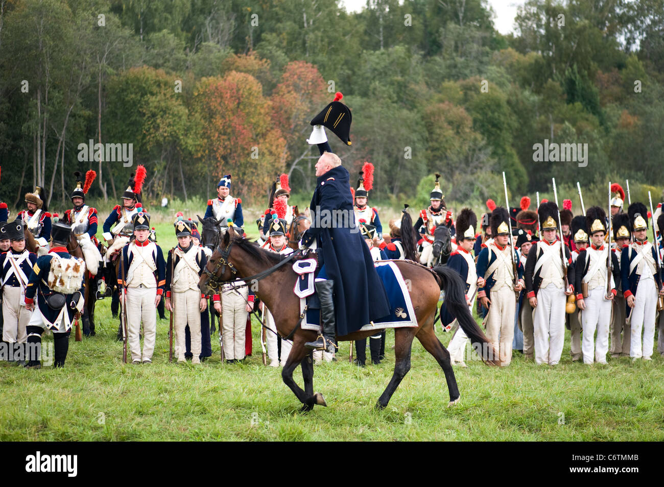 La région de Moscou, Russie - Septembre 05 : reconstitution d La Moskowa bataille entre les armées française et russe en 1812. soldats de Banque D'Images