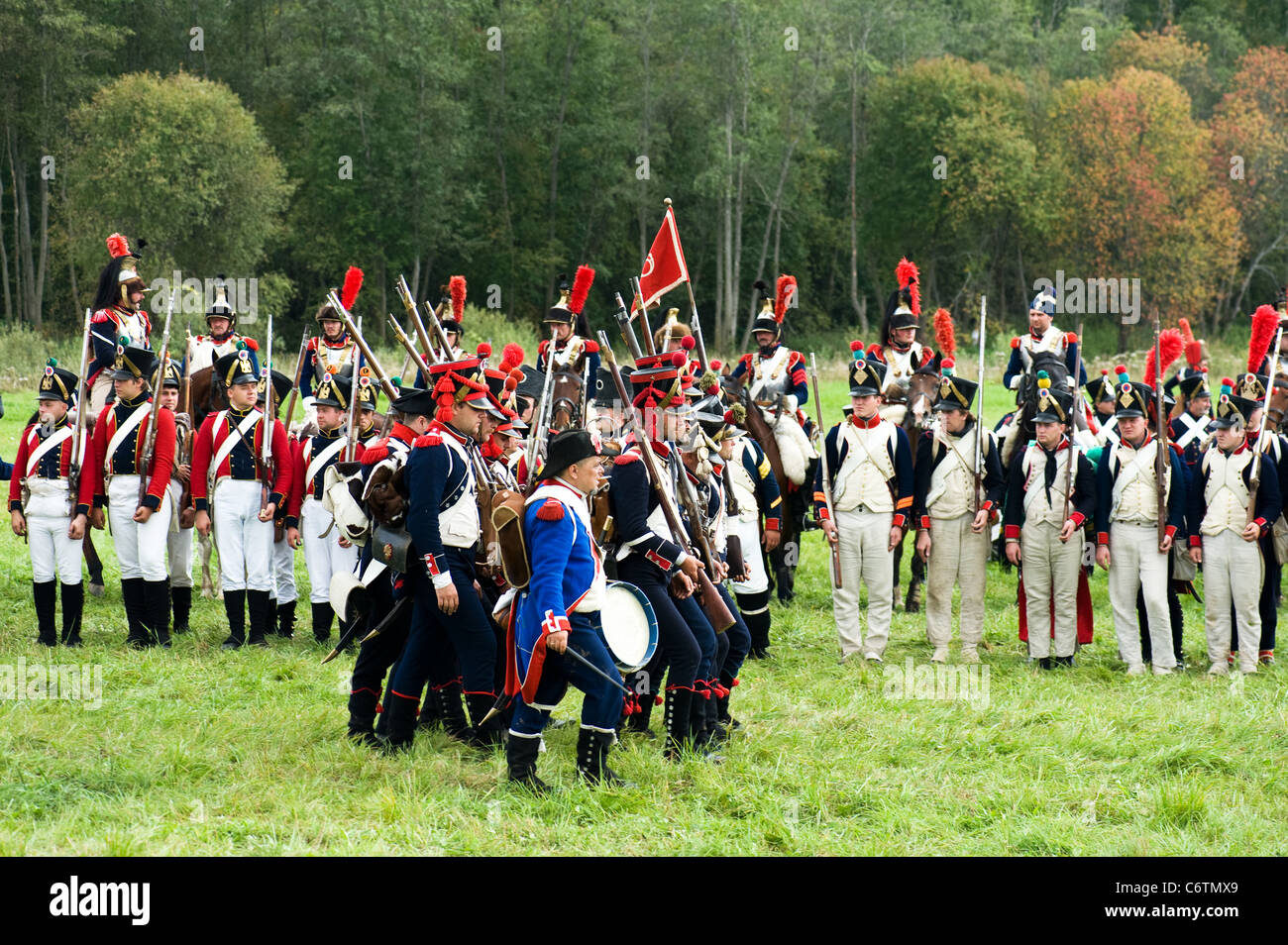La région de Moscou, Russie - Septembre 05 : reconstitution d La Moskowa bataille entre les armées française et russe en 1812. soldats de Banque D'Images