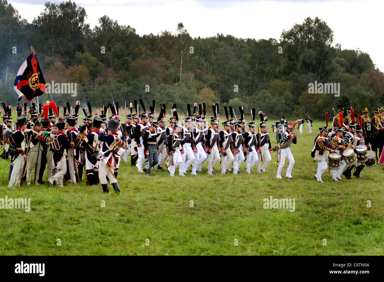 La région de Moscou, Russie - Septembre 05 : reconstitution d La Moskowa bataille entre les armées française et russe en 1812. soldats de Banque D'Images