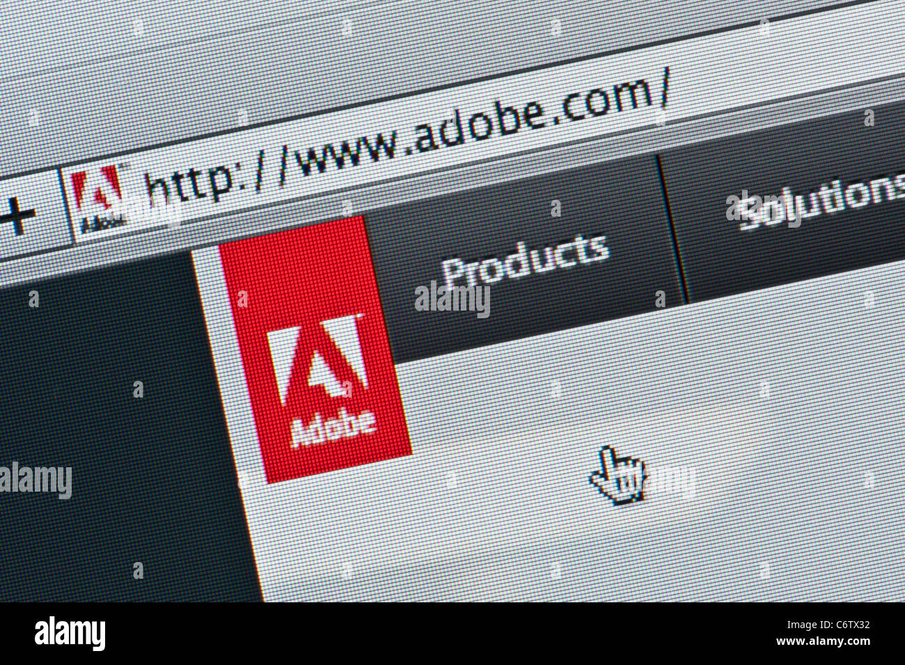 Close up of le logo Adobe comme vu sur son site web. (Usage éditorial uniquement : -Print, télévision, e-book et le comité éditorial du site). Banque D'Images