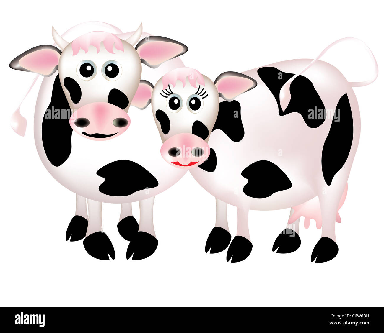Deux vaches dans l'amour, cartoon Banque D'Images