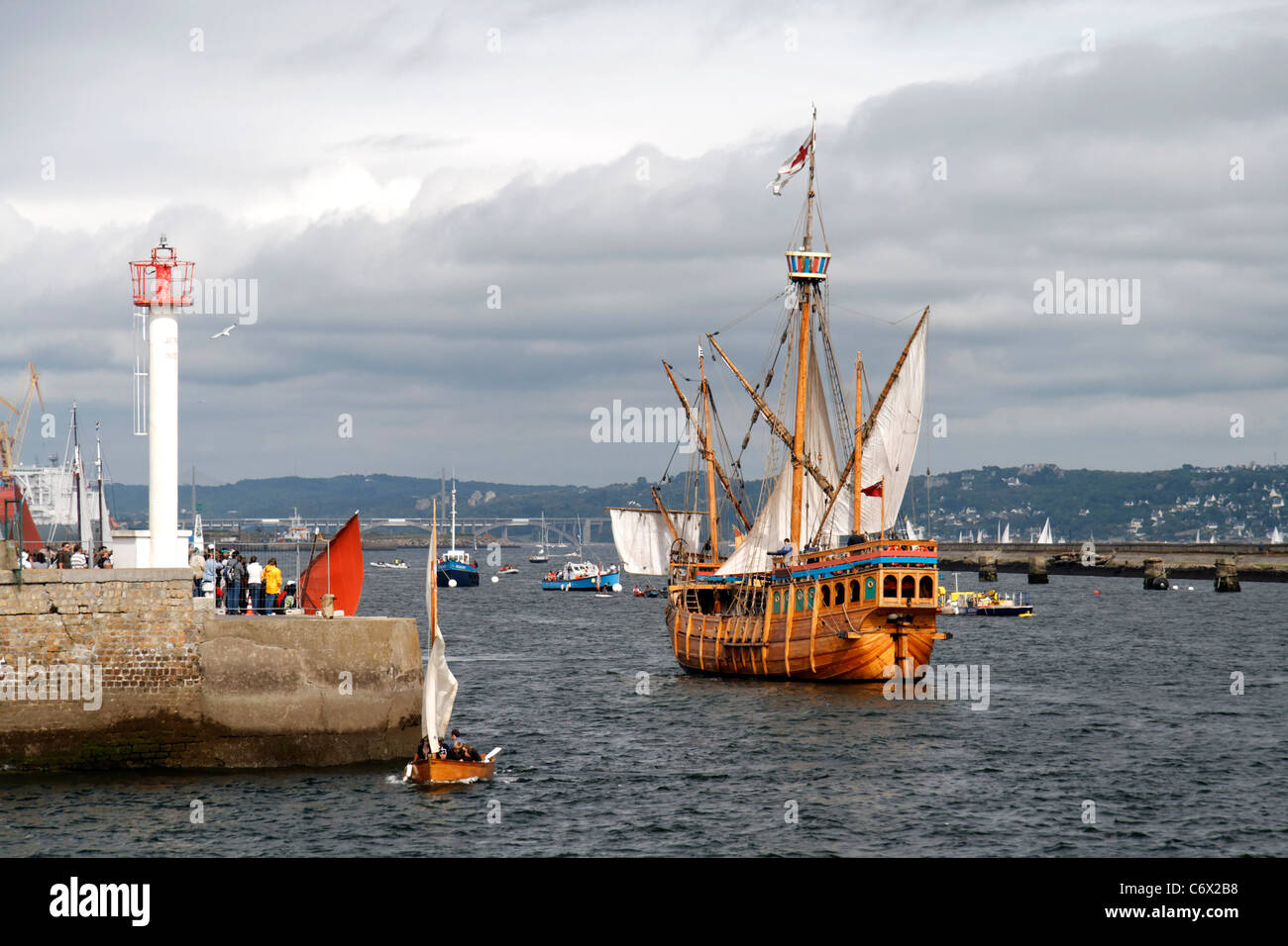 Matthieu : caravelle, réplique (Bristol, UK), festival maritime de Brest (Finistère, Bretagne, France). Banque D'Images