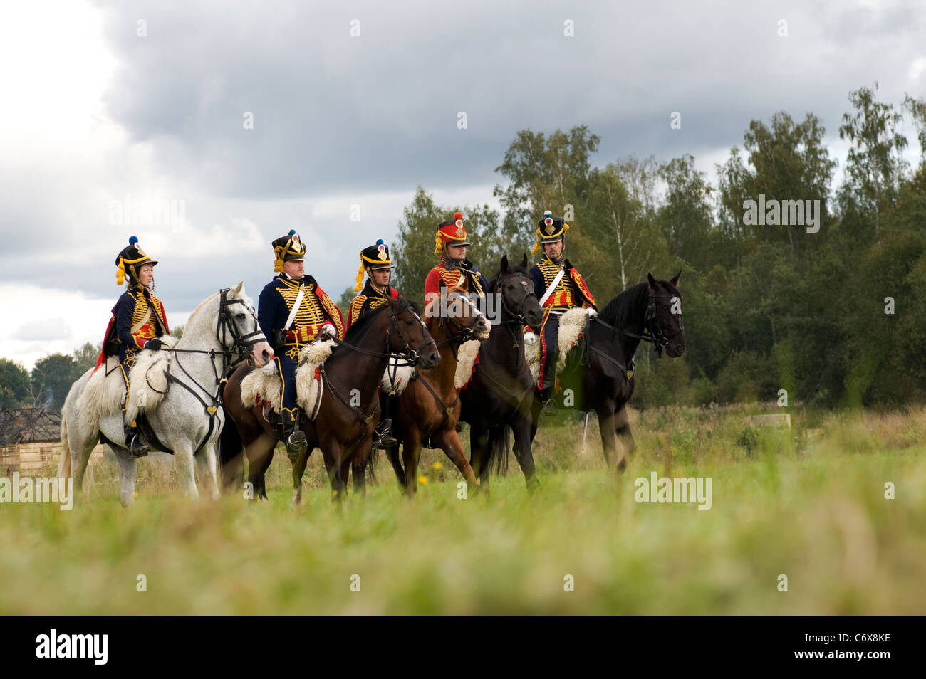 La région de Moscou, Russie - Septembre 05 : reconstitution d La Moskowa bataille entre les armées française et russe en 1812. soldats de Banque D'Images