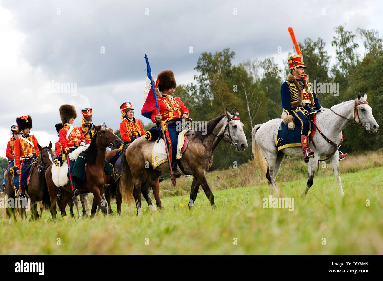 La région de Moscou, Russie - Septembre 05 : reconstitution d La Moskowa bataille entre les armées française et russe en 1812. soldats de Banque D'Images