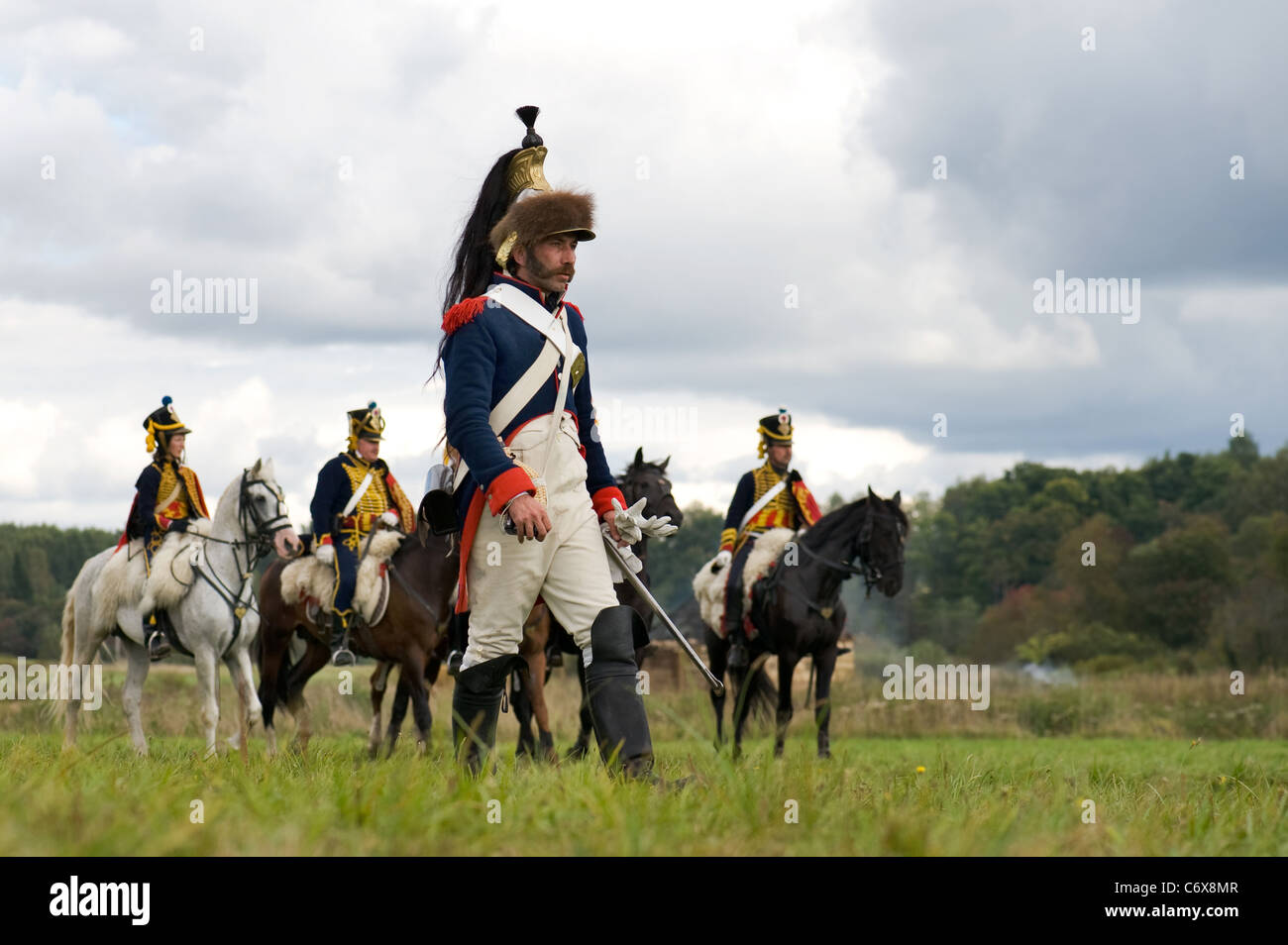 La région de Moscou, Russie - Septembre 05 : reconstitution d La Moskowa bataille entre les armées française et russe en 1812. soldats de Banque D'Images