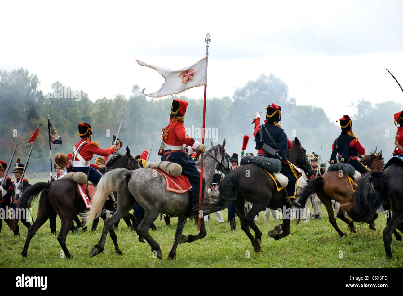 La région de Moscou, Russie - Septembre 05 : reconstitution d La Moskowa bataille entre les armées française et russe en 1812. soldats de Banque D'Images