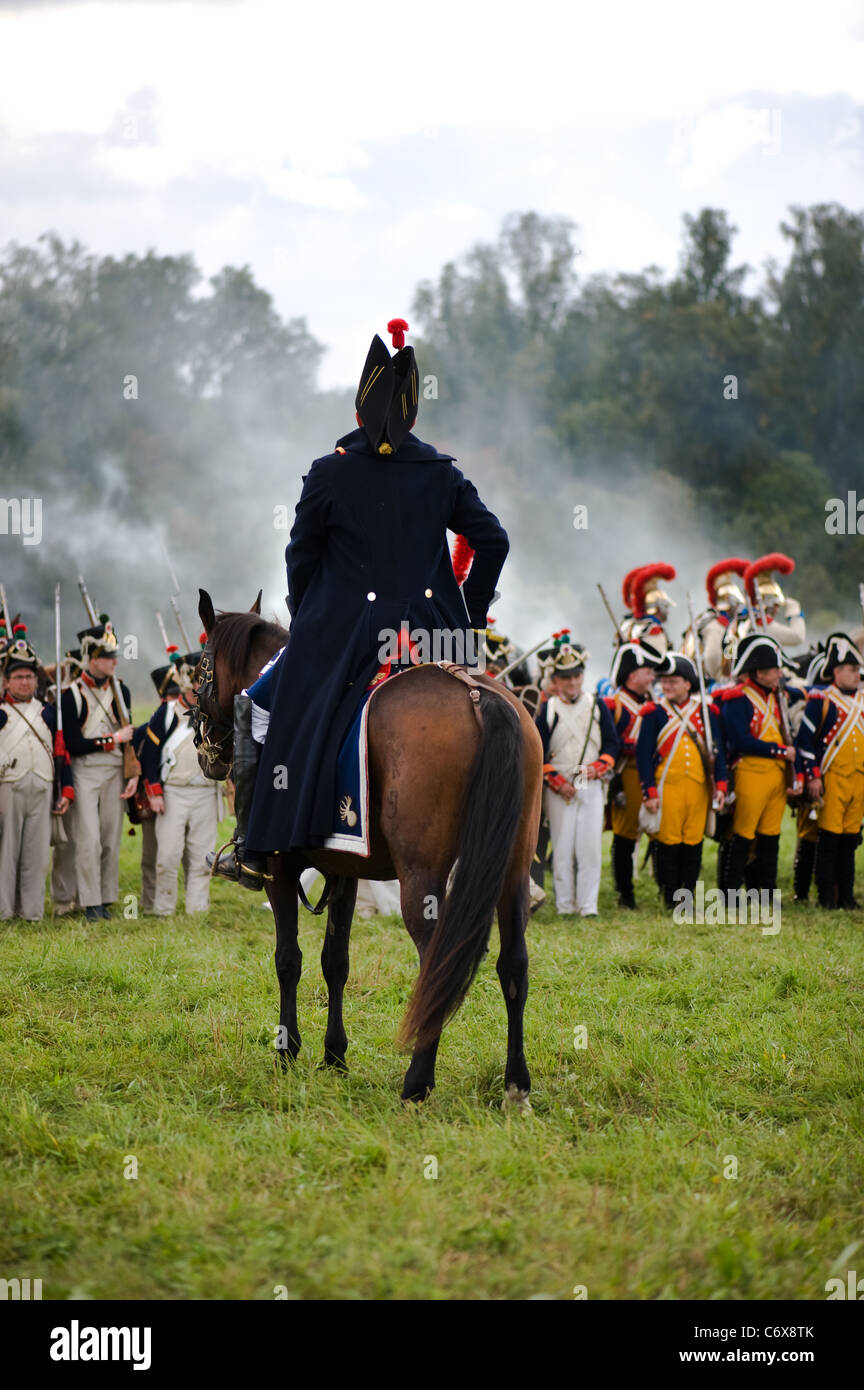 La région de Moscou, Russie - Septembre 05 : reconstitution d La Moskowa bataille entre les armées française et russe en 1812. soldats de Banque D'Images