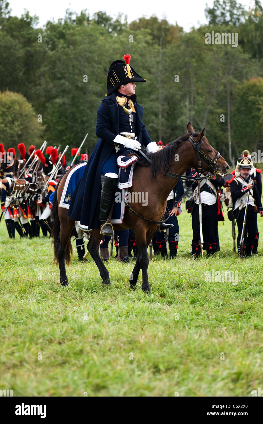La région de Moscou, Russie - Septembre 05 : reconstitution d La Moskowa bataille entre les armées française et russe en 1812. soldats de Banque D'Images
