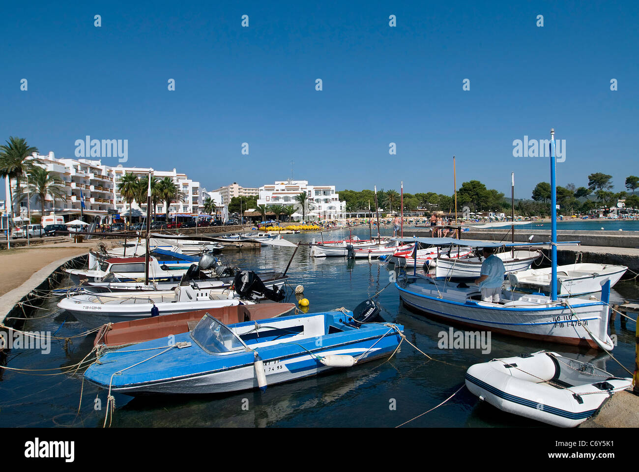Port de Es Cana, Ibiza, Baléares, Espagne Banque D'Images