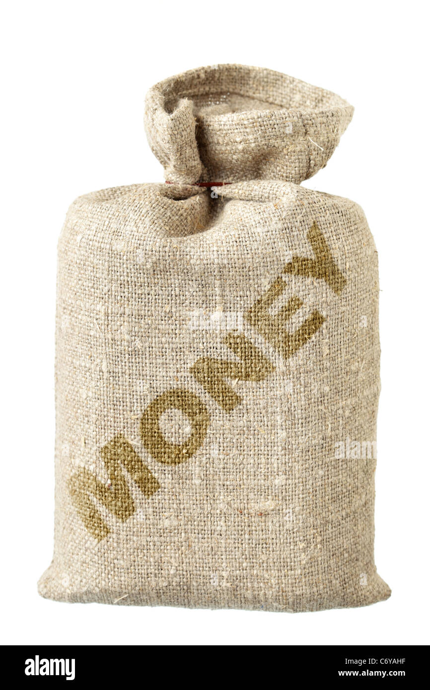 Argent-bag close-up sur l'isolé sur fond blanc Banque D'Images